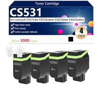 CS531 Cartucho de Tóner para Lexmark CS531dw CX532adwe CS632dwe CX635adwe Impresoras, 3000 Páginas,Black-4 Pack