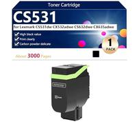 CS531 Cartucho de Tóner para Lexmark CS531dw CX532adwe CS632dwe CX635adwe Impresoras, 3000 Páginas,Black-1 Pack