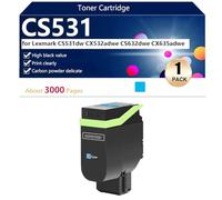 CS531 Cartucho de Tóner para Lexmark CS531dw CX532adwe CS632dwe CX635adwe Impresoras, 3000 Páginas,Cyan-1 Pack