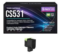 CS531 CS632 CX532 CX635 Negro, Cian, Amarillo, Magenta Cartuchos de tóner 75M20K0 75M20C0 75M20M0 75M20Y0 para Lexmark CS531dw CX532adwe CS632dwe CX635adwe con Chip