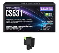 CS531 CS632 CX532 CX635 Negro, Cian, Amarillo, Magenta Cartuchos de tóner 75M20K0 75M20C0 75M20M0 75M20Y0 para Lexmark CS531dw CX532adwe CS632dwe CX635adwe con Chip