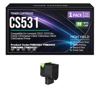 CS531 CS632 CX532 CX635 Negro, Cian, Amarillo, Magenta Cartuchos de tóner 75M20K0 75M20C0 75M20M0 75M20Y0 para Lexmark CS531dw CX532adwe CS632dwe CX635adwe con Chip