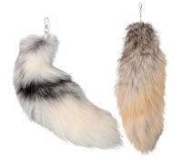 Csafyrt 2 pcs Terian Tail Therian Fox Tail con Halloween Halloween Soft Fox Tail Keychain colgante de colgante