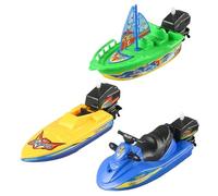 Csafyrt 3 Piezas de Juguete Juguete de baño de plástico pequeño y Divertido Lobo velero y lancha motora para Juegos de Patio traser