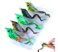 Csafyrt 5 Piezas de señuelos de Rana para la Pesca de lubina señuelos de Pesca de Rana Realista de 2.1 Pulgadas con Ganchos sin Male