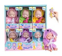 Csafyrt 6 PCS Pequeño Juego de muñecas Baby 4.3x2 Mini muñeca de bebé Realista Realista con Lindo baño de baño Suave para Dormir para niños pequeños para niños 3+ Regalos de cumpleaños