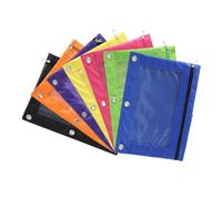 Csafyrt Bolsas a lápiz con Cremallera, 3 Anillos Binder 7pcs Oxford Pathing Pape Bag Bag Bag Zip Película Transparente Centro de lápiz de Almacenamiento de Color sólido