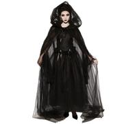 Csafyrt Disfraz de brujas para mujeres 1 set Renaissance Vintage bordado bordado ghost bride disfraz espeluznante fantasma negro para halloween, cosplay, mansión embrujada, xxl