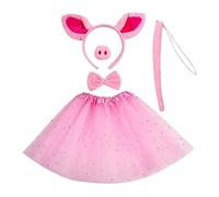 Csafyrt Disfraz de cerdo elegante disfraz de cerdo niños con orejas de la nariz Tada de Falda de la corbata de animales Accesorios para la fiesta para la fiesta Mardi Carnival Vestida Play