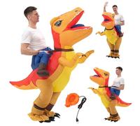 Csafyrt Disfraz de dinosaurio inflable para adultos que viajan en el disfraz de dinosaurio Halloween Tyrannosaurus Blow Up for Party (amarillo)