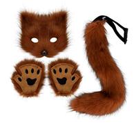 Csafyrt Fox Costume Halloween Therian Therian Mask and Tail Emulational Path Gloves Fehip Furry Furry Mask and Tail Vivida Paws Cosplay Disfraces para mujeres Vestido de Halloween Fiesta