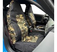 CSCOMFY Fundas de asiento tácticas para coches, camiones, SUV, furgonetas, organizadores universales de lona con múltiples bolsillos, protector de lluvia, protectores de asiento delantero (camuflaje