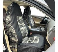 CSCOMFY Fundas tácticas para asientos de coche, camiones, SUV, camionetas, universales, de lona, multibolsillos, organizadores de protección contra la lluvia, par de protectores de asiento delantero