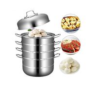 CSDASW Olla A Presión Olla A Presión Apilable Diámetro 28,5 Cm Vaporera Acero Inoxidable 5 Niveles con Tapa De Cristal Vaporera Acero Inoxidable Vaporera Patatas 22 X 28 X 15,5 Cm(12 In (30 cm))