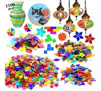 Csdtylh 1100 piezas de azulejos de mosaico de vidrio para manualidades a granel, piezas de vidrio de mosaico manchado, suministros de mosaico para decoración del hogar, manualidades, proyectos de