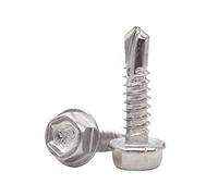 cSeao 60 unidades #35,55 x 2,54 cm, cabeza hexagonal de acero inoxidable, tornillos autorroscantes de chapa