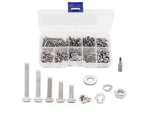 cSeao Juego de 420 tornillos de cabeza plana M3 para máquina de arandelas, kit surtido de tuercas hexagonales, Phillips Drive, acero inoxidable 304, 6 mm, 8 mm, 10 mm, 12 mm, 16 mm, 20 mm