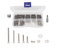 cSeao M2 - Juego de tornillos de máquina de cabeza plana para arandelas, kit surtido de tuercas hexagonales, Phillips Drive, acero inoxidable 304, 6 mm, 8 mm, 10 mm, 12 mm, 16 mm, 20 mm