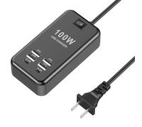 Csevanli - Cargador USB C, estación de carga USB de escritorio de 100 W GaN de 6 puertos con 2 puertos USB-C + 4 puertos USB-A, cargador rápido PD portátil para iPhone 14 13 12 Pro Max, iPad, Samsung