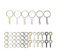 CSFFA 110/220 Piezas de llaveros con Anillas Abiertas, alfileres de Ojo, Kits de Accesorios for Hacer Joyas, llaveros de Resina epoxi, Colgantes(Mixed 01_220Pcs)