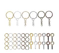 CSFFA 110/220 Piezas de llaveros con Anillas Abiertas, alfileres de Ojo, Kits de Accesorios for Hacer Joyas, llaveros de Resina epoxi, Colgantes(Mixed 02_110Pcs)