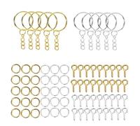CSFFA 110/220 Piezas de llaveros con Anillas Abiertas, alfileres de Ojo, Kits de Accesorios for Hacer Joyas, llaveros de Resina epoxi, Colgantes(Glod Silver 01_110Pcs)