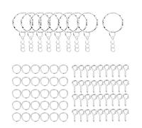 CSFFA 110/220 Piezas de llaveros con Anillas Abiertas, alfileres de Ojo, Kits de Accesorios for Hacer Joyas, llaveros de Resina epoxi, Colgantes(Silver 02_220Pcs)
