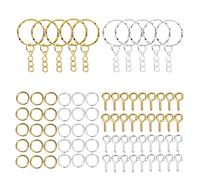 CSFFA 110/220 Piezas de llaveros con Anillas Abiertas, alfileres de Ojo, Kits de Accesorios for Hacer Joyas, llaveros de Resina epoxi, Colgantes(Glod Silver 02_110Pcs)