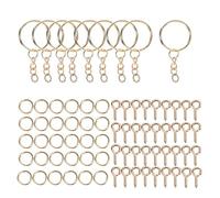 CSFFA 110/220 Piezas de llaveros con Anillas Abiertas, alfileres de Ojo, Kits de Accesorios for Hacer Joyas, llaveros de Resina epoxi, Colgantes(KC Glod 01_110Pcs)