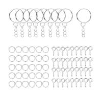 CSFFA 110/220 Piezas de llaveros con Anillas Abiertas, alfileres de Ojo, Kits de Accesorios for Hacer Joyas, llaveros de Resina epoxi, Colgantes(Silver 01_220Pcs)