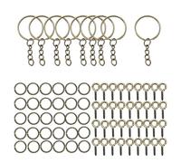 CSFFA 110/220 Piezas de llaveros con Anillas Abiertas, alfileres de Ojo, Kits de Accesorios for Hacer Joyas, llaveros de Resina epoxi, Colgantes(Bronze 01_220Pcs)