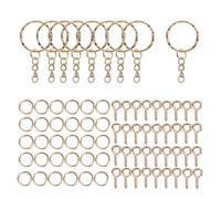 CSFFA 110/220 Piezas de llaveros con Anillas Abiertas, alfileres de Ojo, Kits de Accesorios for Hacer Joyas, llaveros de Resina epoxi, Colgantes(KC Glod 02_220Pcs)