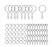 CSFFA 110/220 Piezas de llaveros con Anillas Abiertas, alfileres de Ojo, Kits de Accesorios for Hacer Joyas, llaveros de Resina epoxi, Colgantes(Rhodium 01_220Pcs)