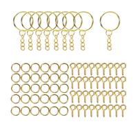 CSFFA 110/220 Piezas de llaveros con Anillas Abiertas, alfileres de Ojo, Kits de Accesorios for Hacer Joyas, llaveros de Resina epoxi, Colgantes(Glod 01_110Pcs)