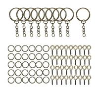 CSFFA 110/220 Piezas de llaveros con Anillas Abiertas, alfileres de Ojo, Kits de Accesorios for Hacer Joyas, llaveros de Resina epoxi, Colgantes(Bronze 02_220Pcs)