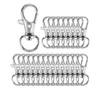 CSFFA 5/20/50/100 Uds Ganchos de Clip for Llavero Cierres giratorios Gancho a presión for cordón Cierre de Garra de Langosta for Llavero DIY joyería Artesanal (32mm)(Silver_20PCS)