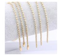 CSFFA 5 uds Cadena de Bolas de Acero Inoxidable Chapado en Oro Negro 2,4mm 60cm de Largo DIY for Collar Suministros de fabricación de Joyas(Gold Plated_2.4mm Ball)