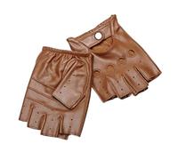 CSFFA Guantes de medio dedo de cuero genuino for hombre, guantes de piel de oveja for conducir transpirables de verano, guantes antideslizantes for Fitness(Camel,L)