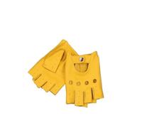 CSFFA Guantes de medio dedo de cuero genuino for hombre, guantes de piel de oveja for conducir transpirables de verano, guantes antideslizantes for Fitness(Yellow,XL)