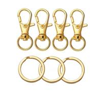 CSFFA Juego de 10 o 20 Cierres giratorios con mosquetones y Anilla for Llavero, for Collares, Pulseras y Cadenas.(Gold 20pcs_14 x 32mm)