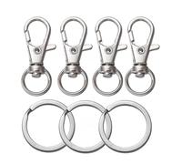 CSFFA Juego de 10 o 20 Cierres giratorios con mosquetones y Anilla for Llavero, for Collares, Pulseras y Cadenas.(Rhodium 10pcs_14 x 32mm)