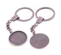 CSFFA Llavero de cabujón de 25mm, Ajuste de Base, Llavero de Metal de Cobre y Bronce, Bisel en Blanco, Accesorios for Hacer llaveros DIY, 5 uds.(Copper)