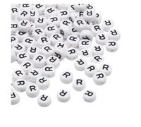 CSFFA Lote de 50/100/200 Cuentas espaciadoras Sueltas de acrílico con Letras del Alfabeto AZ, Redondas y Blancas de 7 x 4 mm, for Hacer Joyas, Accesorios de Pulsera DIY.(R_200pcs)