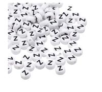 CSFFA Lote de 50/100/200 Cuentas espaciadoras Sueltas de acrílico con Letras del Alfabeto AZ, Redondas y Blancas de 7 x 4 mm, for Hacer Joyas, Accesorios de Pulsera DIY.(Z_50pcs)