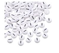 CSFFA Lote de 50/100/200 Cuentas espaciadoras Sueltas de acrílico con Letras del Alfabeto AZ, Redondas y Blancas de 7 x 4 mm, for Hacer Joyas, Accesorios de Pulsera DIY.(I_50pcs)