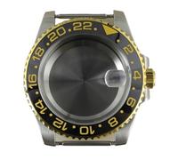 CSFFA Silvery and Gold Sterile Watch Case 316L Stainless Steel For NH34 NH35 NH36 NH38 8215 2824 Movement 28.5mm Dial(Solid Bottom Cover 1_Seiko NH34 35 36 38)