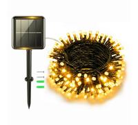 cshare Cadena de luces solares para exteriores, 5 m, 50 LED, luz blanca cálida, IP65, resistente a la intemperie, 8 modos, para jardín, terraza, patio, fiesta, árbol de Navidad, ventana, exterior e