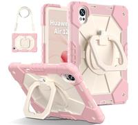 CSHNB Compatible with Huawei Matepad 12X 12inch (2025) Case Built-in Pencil Holder Rugged Shockproof Cover,Protective Case W 360 Swivel Kickstand+Hand Strap+Shoulder Strap(Rose Gold)