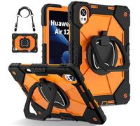 CSHNB Compatible with Huawei Matepad 12X (2024) Case Built-in Pencil Holder Rugged Shockproof Cover,Protective Case W 360 Swivel Kickstand+Hand Strap+Shoulder Strap(Orange)