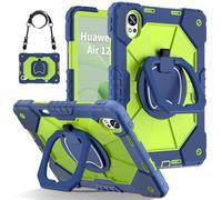 CSHNB Compatible with Huawei Matepad 12X (2024) Case Built-in Pencil Holder Rugged Shockproof Cover,Protective Case W 360 Swivel Kickstand+Hand Strap+Shoulder Strap(Yellow Green 2)